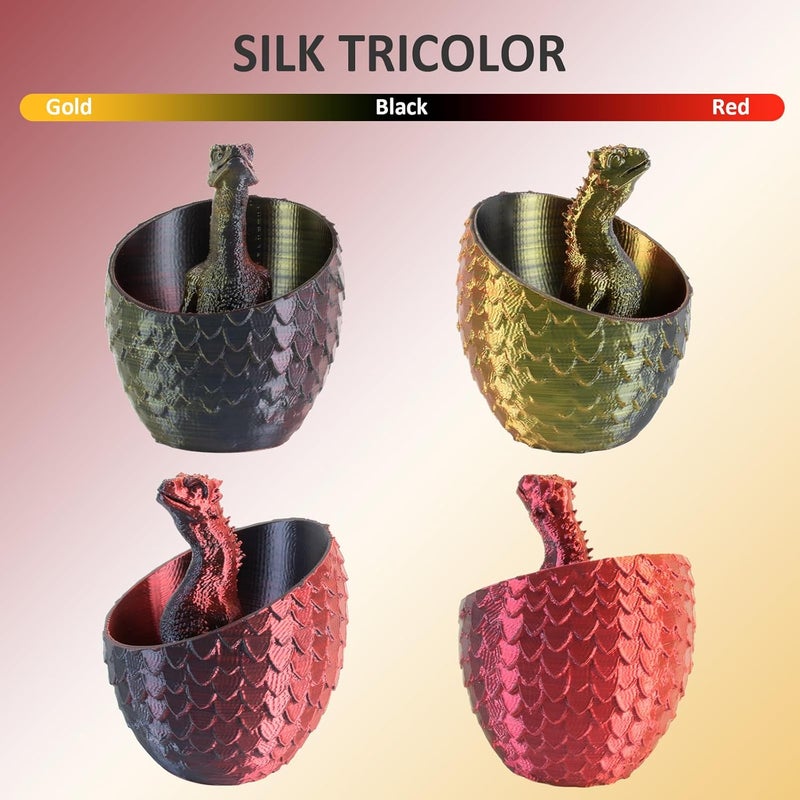 Geeetech Silk PLA Tri Color Filament 1.75mm 3D Printer Filament, Coextrusion Red Gold Black Tri-Colors Metal-Like Shiny Silk PLA Filament, 1kg (2.2lbs) 1 Spool, Dimensional Accuracy +/- 0.02 mm - Image 2